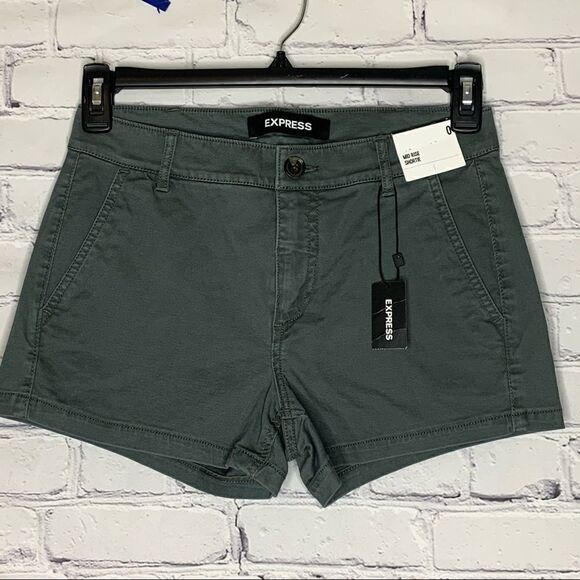 Express Mid rise shortie shorts - light army green - Picture 3 of 10